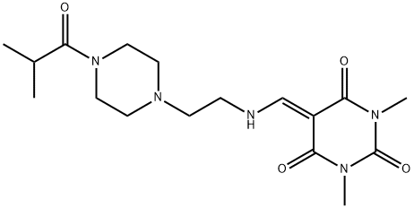 5-({[2-(4-isobutyryl-1-piperazinyl)ethyl]amino}methylene)-1,3-dimethyl-2,4,6(1H,3H,5H)-pyrimidinetrione 结构式
