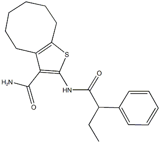 2-[(2-phenylbutanoyl)amino]-4,5,6,7,8,9-hexahydrocycloocta[b]thiophene-3-carboxamide 结构式
