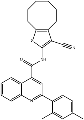 N-(3-cyano-4,5,6,7,8,9-hexahydrocycloocta[b]thien-2-yl)-2-(2,4-dimethylphenyl)-4-quinolinecarboxamide 化学構造式