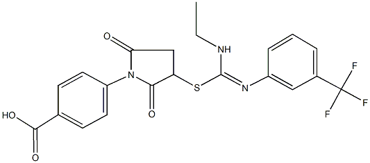 4-{3-[((ethylamino){[3-(trifluoromethyl)phenyl]imino}methyl)sulfanyl]-2,5-dioxo-1-pyrrolidinyl}benzoic acid Structure