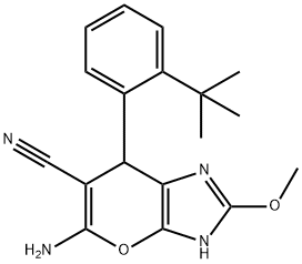 5-amino-7-(2-tert-butylphenyl)-2-methoxy-3,7-dihydropyrano[2,3-d]imidazole-6-carbonitrile Structure