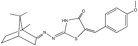 5-(4-methoxybenzylidene)-2-[(1,7,7-trimethylbicyclo[2.2.1]hept-2-ylidene)hydrazono]-1,3-thiazolidin-4-one Structure