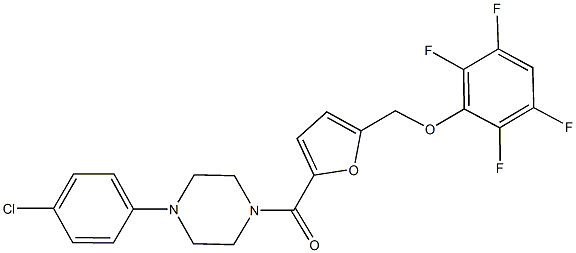 1-(4-chlorophenyl)-4-{5-[(2,3,5,6-tetrafluorophenoxy)methyl]-2-furoyl}piperazine Struktur