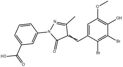 3-[4-(2,3-dibromo-4-hydroxy-5-methoxybenzylidene)-3-methyl-5-oxo-4,5-dihydro-1H-pyrazol-1-yl]benzoic acid,354546-73-9,结构式