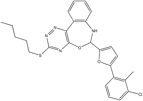 6-[5-(3-chloro-2-methylphenyl)-2-furyl]-3-(pentylsulfanyl)-6,7-dihydro[1,2,4]triazino[5,6-d][3,1]benzoxazepine,354546-91-1,结构式