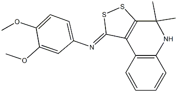 N-(3,4-dimethoxyphenyl)-N-(4,4-dimethyl-4,5-dihydro-1H-[1,2]dithiolo[3,4-c]quinolin-1-ylidene)amine 化学構造式