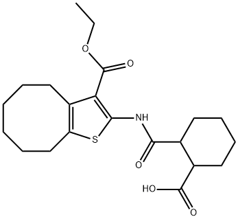 2-({[3-(ethoxycarbonyl)-4,5,6,7,8,9-hexahydrocycloocta[b]thien-2-yl]amino}carbonyl)cyclohexanecarboxylic acid Structure