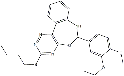 3-(butylsulfanyl)-6-(3-ethoxy-4-methoxyphenyl)-6,7-dihydro[1,2,4]triazino[5,6-d][3,1]benzoxazepine Struktur