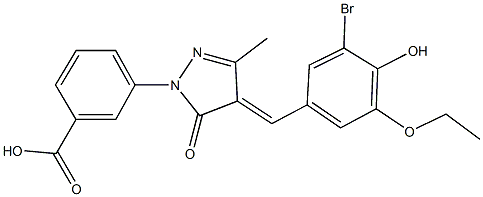 3-[4-(3-bromo-5-ethoxy-4-hydroxybenzylidene)-3-methyl-5-oxo-4,5-dihydro-1H-pyrazol-1-yl]benzoic acid 结构式