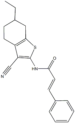 N-(3-cyano-6-ethyl-4,5,6,7-tetrahydro-1-benzothien-2-yl)-3-phenylacrylamide 化学構造式