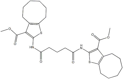 methyl 2-[(5-{[3-(methoxycarbonyl)-4,5,6,7,8,9-hexahydrocycloocta[b]thien-2-yl]amino}-5-oxopentanoyl)amino]-4,5,6,7,8,9-hexahydrocycloocta[b]thiophene-3-carboxylate Struktur