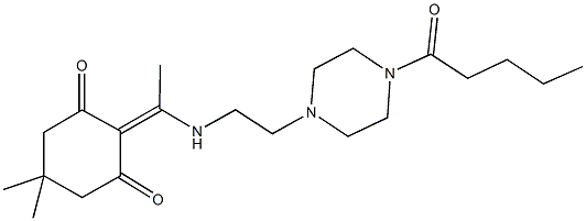 5,5-dimethyl-2-(1-{[2-(4-pentanoyl-1-piperazinyl)ethyl]amino}ethylidene)-1,3-cyclohexanedione 结构式