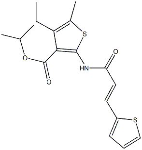 isopropyl 4-ethyl-5-methyl-2-{[3-(2-thienyl)acryloyl]amino}-3-thiophenecarboxylate 化学構造式