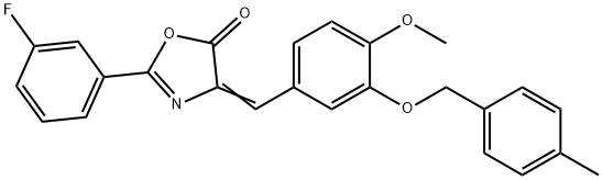 2-(3-fluorophenyl)-4-{4-methoxy-3-[(4-methylbenzyl)oxy]benzylidene}-1,3-oxazol-5(4H)-one 结构式