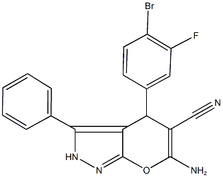 6-amino-4-(4-bromo-3-fluorophenyl)-3-phenyl-2,4-dihydropyrano[2,3-c]pyrazole-5-carbonitrile|