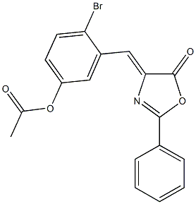 4-bromo-3-[(5-oxo-2-phenyl-1,3-oxazol-4(5H)-ylidene)methyl]phenyl acetate Structure