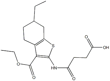 4-{[3-(ethoxycarbonyl)-6-ethyl-4,5,6,7-tetrahydro-1-benzothien-2-yl]amino}-4-oxobutanoic acid Structure