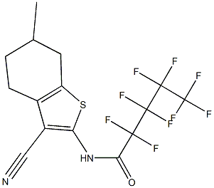 N-(3-cyano-6-methyl-4,5,6,7-tetrahydro-1-benzothiophen-2-yl)-2,2,3,3,4,4,5,5,5-nonafluoropentanamide 化学構造式