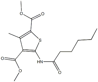 dimethyl 5-(hexanoylamino)-3-methyl-2,4-thiophenedicarboxylate Structure