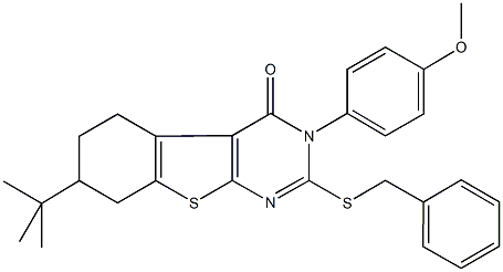 2-(benzylsulfanyl)-7-tert-butyl-3-(4-methoxyphenyl)-5,6,7,8-tetrahydro[1]benzothieno[2,3-d]pyrimidin-4(3H)-one Structure