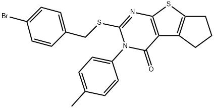 2-[(4-bromobenzyl)sulfanyl]-3-(4-methylphenyl)-3,5,6,7-tetrahydro-4H-cyclopenta[4,5]thieno[2,3-d]pyrimidin-4-one Struktur