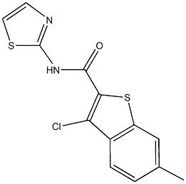 3-chloro-6-methyl-N-(1,3-thiazol-2-yl)-1-benzothiophene-2-carboxamide,354549-52-3,结构式