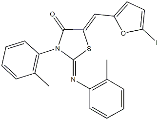 5-[(5-iodo-2-furyl)methylene]-3-(2-methylphenyl)-2-[(2-methylphenyl)imino]-1,3-thiazolidin-4-one,354549-54-5,结构式