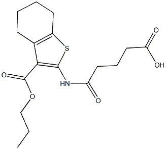 5-oxo-5-{[3-(propoxycarbonyl)-4,5,6,7-tetrahydro-1-benzothien-2-yl]amino}pentanoic acid Struktur