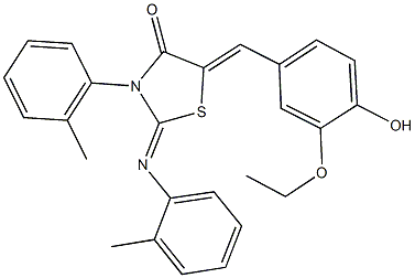 5-(3-ethoxy-4-hydroxybenzylidene)-3-(2-methylphenyl)-2-[(2-methylphenyl)imino]-1,3-thiazolidin-4-one Structure