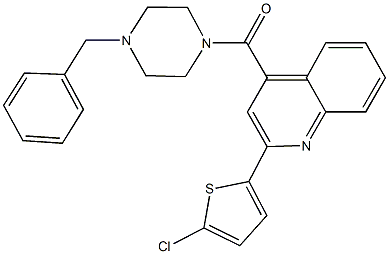 4-[(4-benzyl-1-piperazinyl)carbonyl]-2-(5-chloro-2-thienyl)quinoline 化学構造式