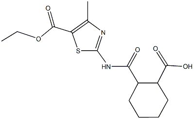 2-({[5-(ethoxycarbonyl)-4-methyl-1,3-thiazol-2-yl]amino}carbonyl)cyclohexanecarboxylic acid Structure