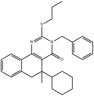 3-benzyl-5-cyclohexyl-5-methyl-2-(propylsulfanyl)-5,6-dihydrobenzo[h]quinazolin-4(3H)-one 结构式