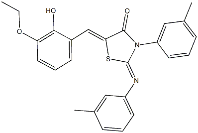 5-(3-ethoxy-2-hydroxybenzylidene)-3-(3-methylphenyl)-2-[(3-methylphenyl)imino]-1,3-thiazolidin-4-one,354551-23-8,结构式