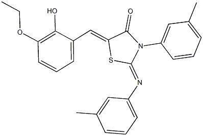 5-(3-ethoxy-2-hydroxybenzylidene)-3-(3-methylphenyl)-2-[(3-methylphenyl)imino]-1,3-thiazolidin-4-one 结构式