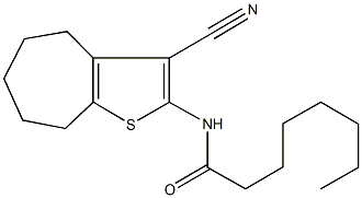 N-(3-cyano-5,6,7,8-tetrahydro-4H-cyclohepta[b]thien-2-yl)octanamide 结构式