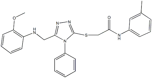 2-({5-[(2-methoxyanilino)methyl]-4-phenyl-4H-1,2,4-triazol-3-yl}sulfanyl)-N-(3-methylphenyl)acetamide 结构式