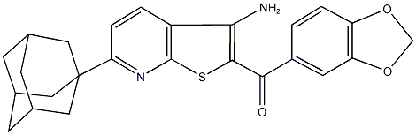 [6-(1-adamantyl)-3-aminothieno[2,3-b]pyridin-2-yl](1,3-benzodioxol-5-yl)methanone Structure