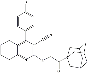 2-{[2-(1-adamantyl)-2-oxoethyl]sulfanyl}-4-(4-chlorophenyl)-5,6,7,8-tetrahydro-3-quinolinecarbonitrile 结构式