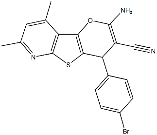 2-amino-4-(4-bromophenyl)-7,9-dimethyl-4H-pyrano[2',3':4,5]thieno[2,3-b]pyridine-3-carbonitrile Structure