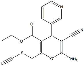 ethyl 6-amino-5-cyano-2-[(cyanosulfanyl)methyl]-4-(3-pyridinyl)-4H-pyran-3-carboxylate 结构式