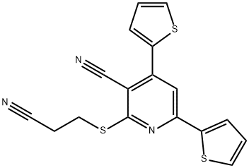 2-[(2-cyanoethyl)sulfanyl]-4,6-di(2-thienyl)nicotinonitrile 化学構造式