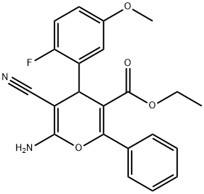 ethyl 6-amino-5-cyano-4-(2-fluoro-5-methoxyphenyl)-2-phenyl-4H-pyran-3-carboxylate,354554-82-8,结构式