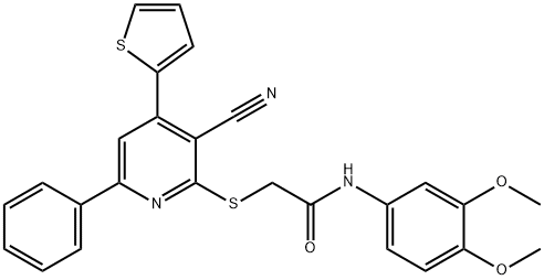 2-{[3-cyano-6-phenyl-4-(2-thienyl)-2-pyridinyl]sulfanyl}-N-(3,4-dimethoxyphenyl)acetamide|