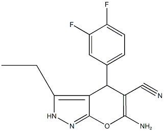 6-amino-4-(3,4-difluorophenyl)-3-ethyl-2,4-dihydropyrano[2,3-c]pyrazole-5-carbonitrile Structure