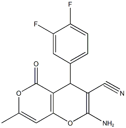 2-amino-4-(3,4-difluorophenyl)-7-methyl-5-oxo-4H,5H-pyrano[4,3-b]pyran-3-carbonitrile Structure