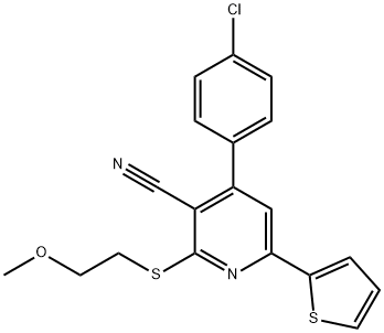 4-(4-chlorophenyl)-2-[(2-methoxyethyl)sulfanyl]-6-(2-thienyl)nicotinonitrile,354556-35-7,结构式