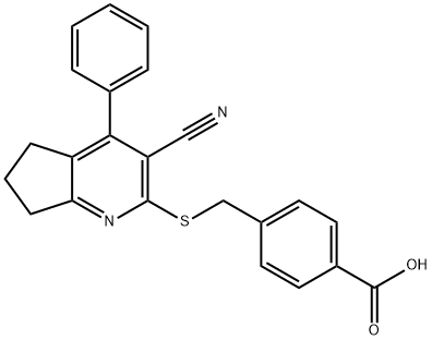 4-{[(3-cyano-4-phenyl-6,7-dihydro-5H-cyclopenta[b]pyridin-2-yl)sulfanyl]methyl}benzoic acid 结构式