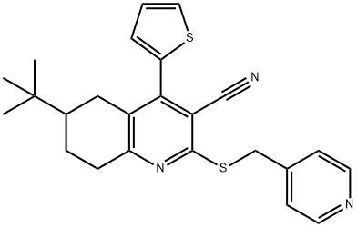 6-(tert-butyl)-2-[(4-pyridinylmethyl)sulfanyl]-4-(2-thienyl)-5,6,7,8-tetrahydro-3-quinolinecarbonitrile Structure