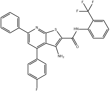 3-amino-4-(4-fluorophenyl)-6-phenyl-N-[2-(trifluoromethyl)phenyl]thieno[2,3-b]pyridine-2-carboxamide|