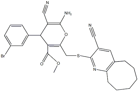 354556-66-4 methyl 6-amino-4-(3-bromophenyl)-5-cyano-2-{[(3-cyano-5,6,7,8,9,10-hexahydrocycloocta[b]pyridin-2-yl)sulfanyl]methyl}-4H-pyran-3-carboxylate